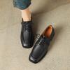Moda 2024 Nowe Wiosenne Skórzane Damskie Buty Codzienne Mokasyny Sznurowane Kwadratowy Nosek Buty Oksfordzkie Szpilki Srebrne Damskie Buty