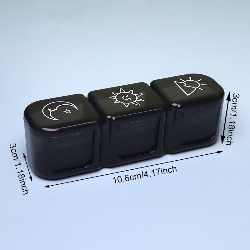 Caja de Pastillas Semanal de 21/3 Compartimentos Organizador de Medicamentos Caja de Almacenamiento de Plástico Negro Contenedor Estuche Portátil para Pastillas