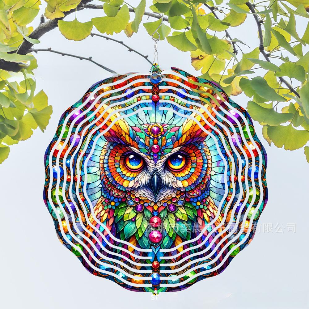 Metal Rotating Pendant, Wind Chime, Outdoor Garden Decoration, Owl Pattern, Bird Repellent, Wind Rotating Pendant