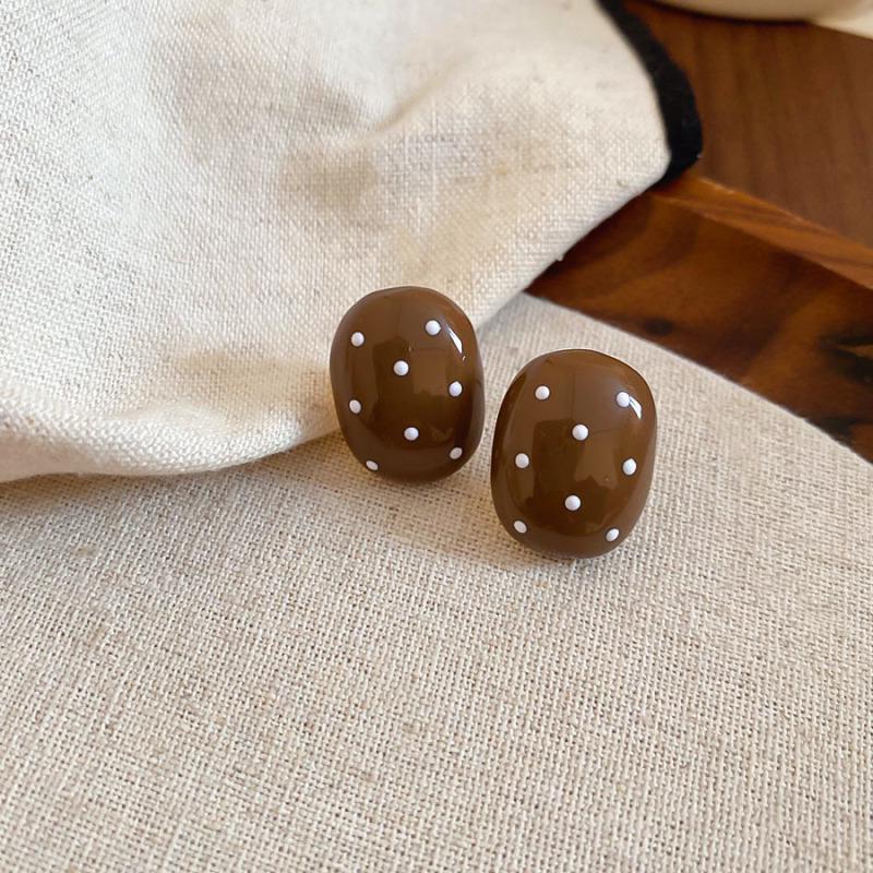 Geometric Leopard Print Heart Flower Stud Earrings - Retro & Versatile Luxury for Women