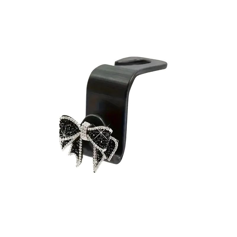 Sparkling Rhinestone Bow Car Hook - Cute Rear Seat Storage Pendant, Suitable for Most Car Models
