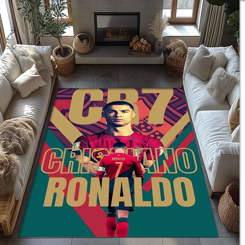 Cristiano Ronaldo Printed Flannel Area Rug Non Slip Soft Polyester Floor Carpet Indoor Decor Mat for Bedroom Living Room Sofa