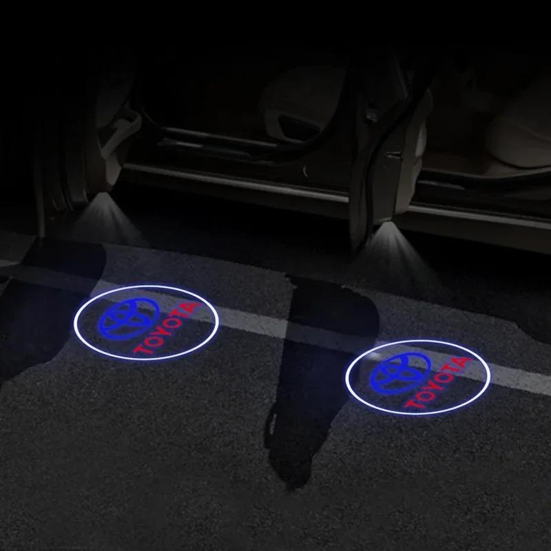 VTSJ3 Car LED HD Projector Lamp Car Door Welcome Lights For Toyota Corolla Camry Prado Venza Prius Land Cruiser Sequoia Previa Sienna