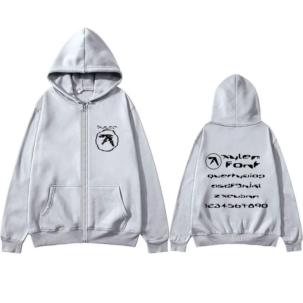 Aphex Twin Double Sided Print Zipper Hoodie Men Women Fashion Oversized Streetwear Men's Casual Fleece Cotton Zip Up Jacket Coat