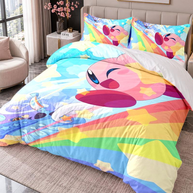 Kirby 3Pcs Bedding Set Duvet Cover With Two Pillowcases For Bedroom Home Decoration