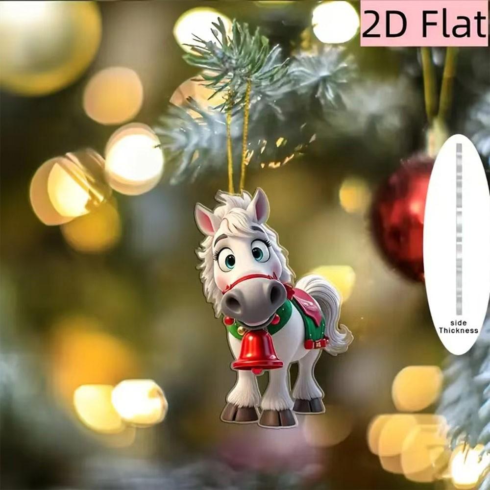 2D Flat Horse Pendant Ballerina Xmas Tree Hanging Ornament Car Rearview Mirror Pendant  Bag Charms