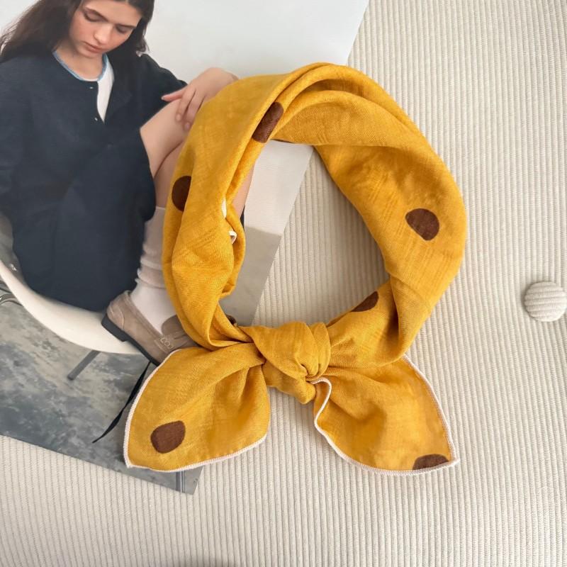 Premium 90Cm Floral Large Square Scarf Cotton And Linen Silk Scarf Women'S Headscarf Thin Scarf Sun Protection Shawl Outer Yarn