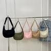 Corduroy Shoulder Bag Solid Color Women Crossbody Bag with Pockets Crescent Bag Everyday Sling Bags for School Travel Work Bolsa