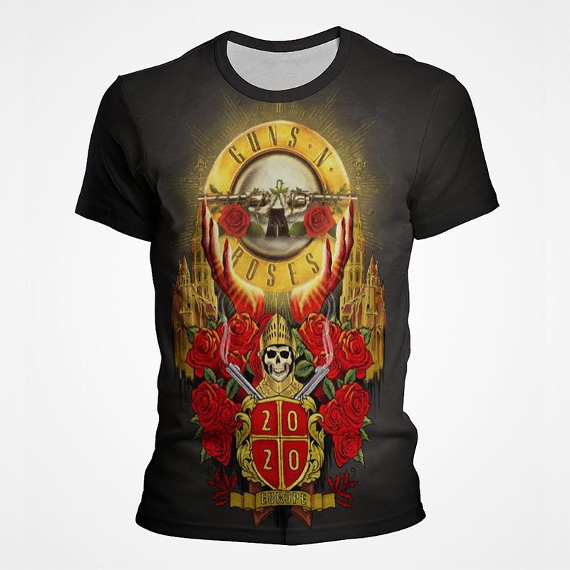 Tričko Guns N Roses Lebka Muži Ženy Hip Hop Punk Hard Rock Trička Streetwear Léto Populární Vintage Ležérní Trička s krátkým rukávem