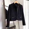 Latest Autumn Black French Black Gold Short Small Fragrance Classic Style Tweed Jacket for Women