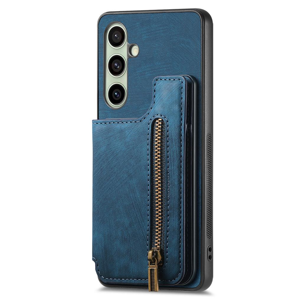 For Samsung Galaxy A56 5G Case with Zipper Card Holder Retro Leather TPU Phone Cover