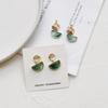Korean Green Stone Female Clip On Earrings Women Geometric Semi -Circular Resin Earrings Simple Small Fresh Ear Clips Earrings
