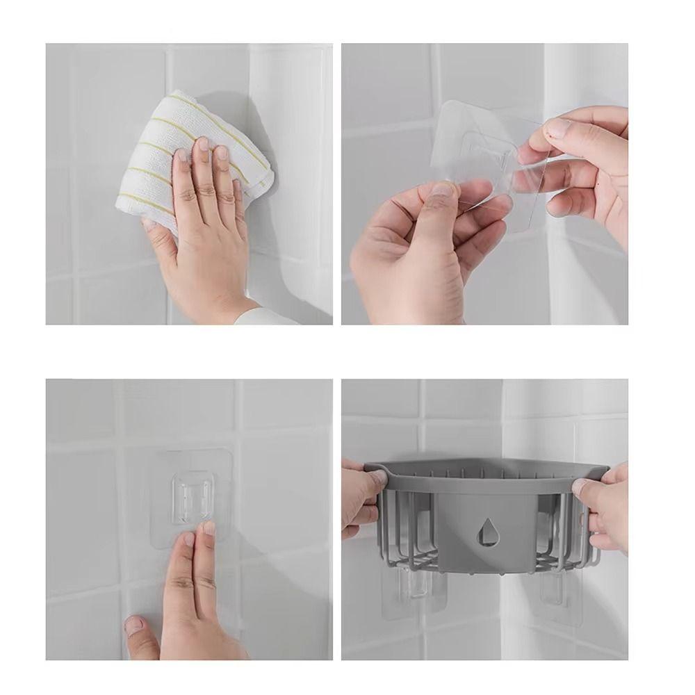 Plastic Storage Rack Organizer Punch Free Corner Organizer Hollow Design Shower Shelf  Kitchen
