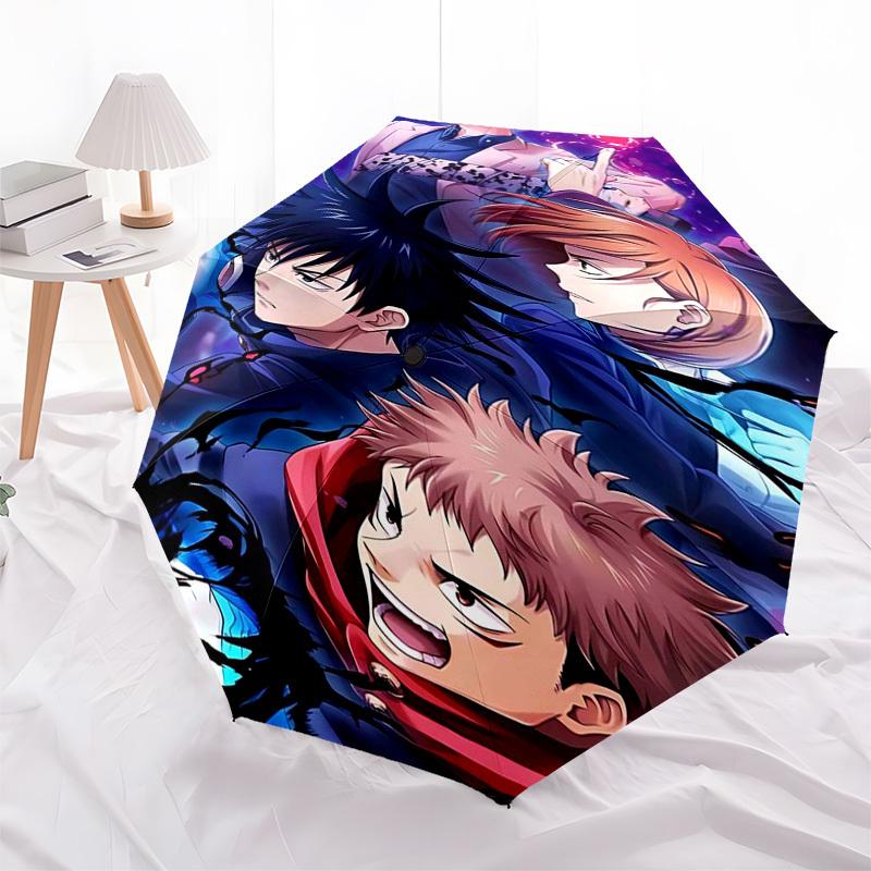 

1pc Jujutsu Kaisen Characters Auto Open Close Umbrella Portable 3-Fold Design with Iron Frame Outdoor, Gift for Fans, Travelers, Daily Use.M038