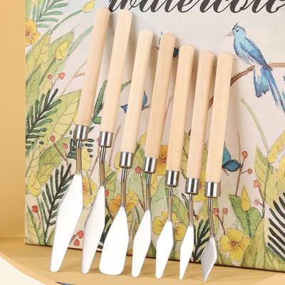 1Set/3Set Oil Painting Scraper Set Paint Wood Handle Palette Knife Art Gouache Paint Painting Scraper
