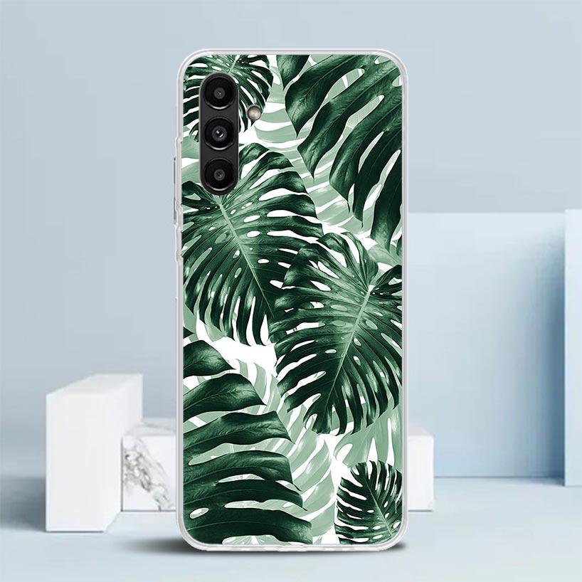 Summer Tropical Plants Green Leaf Phone Case For Samsung Galaxy A17 A37 A57 A16 A15 A14 A13 A56 A55 A54 A53 A36 A35 A34 A33 A26