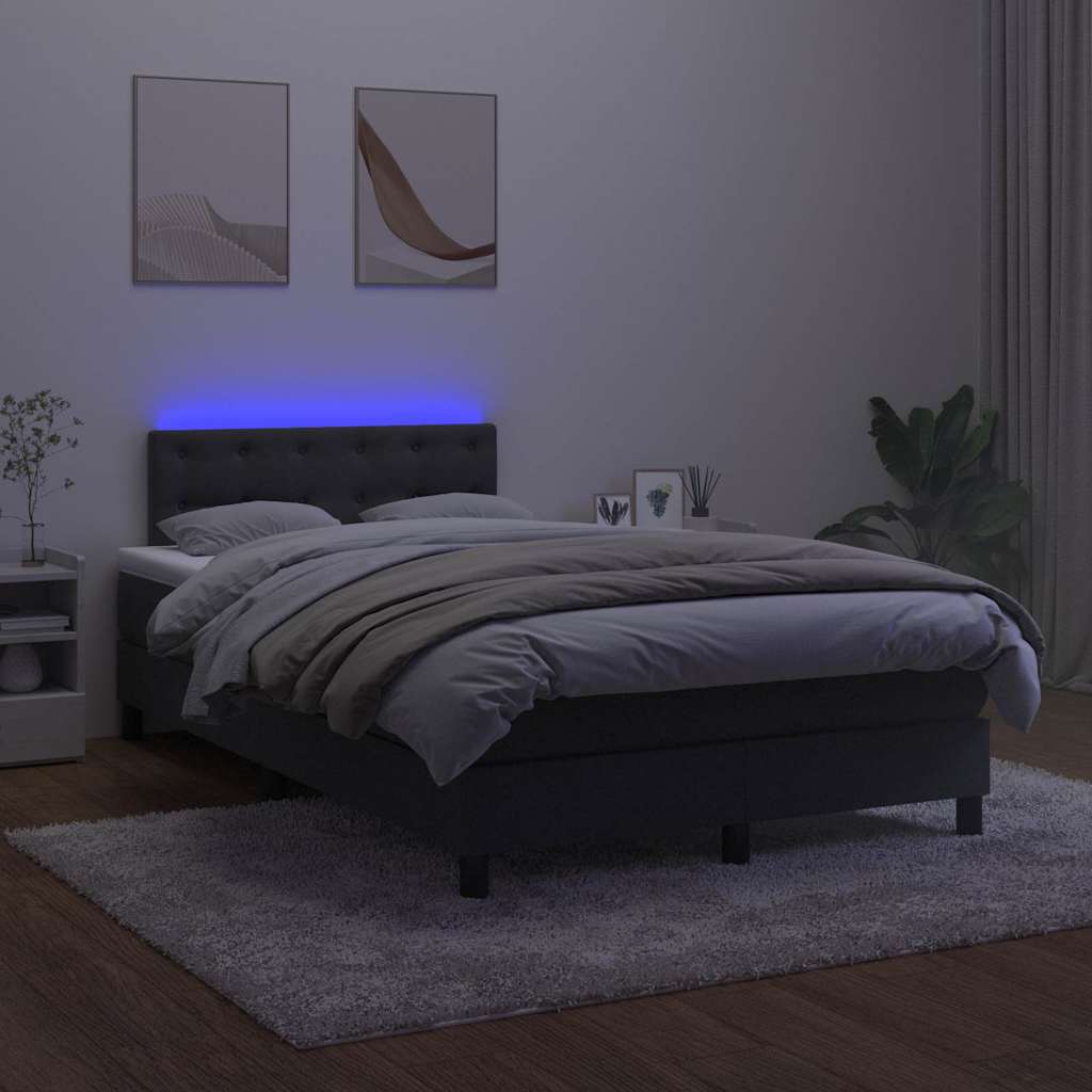 Box Spring Bed with Mattress & LED Black 120x190 cm Velvet