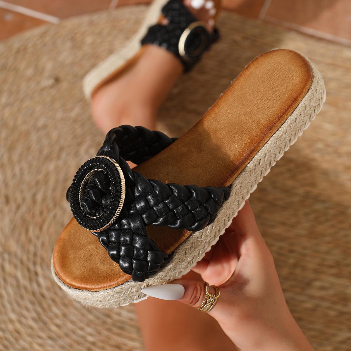 Women s Thick-Soled Platform Slippers: 2026 Summer European Style, Open-Toe Beach Wear, Large Sizes Available 37