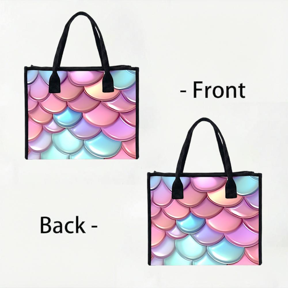 Iridescent Mermaid Scales Pattern Fashion Tote Bag for Daily Shopping Travel Casual Use for Women