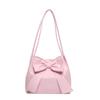 [Mies'] Elegant Ribbon PU Leather Shoulder Bag, 27 X 22 X 11 Cm, Available In 4 Colors, Large Capacity Tote Bag (Pink)