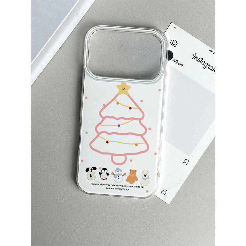 Winter Animal Christmas Tree Suitable for Apple 16/17Promax Mobile Phone Case IP15Pro Large Hole IMD Case 14/13