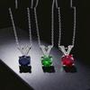 Jewelry Imitation 4 Carat Emerald Ruby V Bullhead Necklace Women's Fashion Versatile High Carbon Diamond Pendant