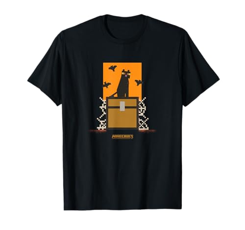 

Minecraft Halloween Bats & Black Cat Atop A Webbed Chest T-Shirt