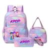 Girls' Group Printed Backpack, Teenage Girl Student Schoolbag, Children'S Large-Capacity Schoolbag Three-Piece Set