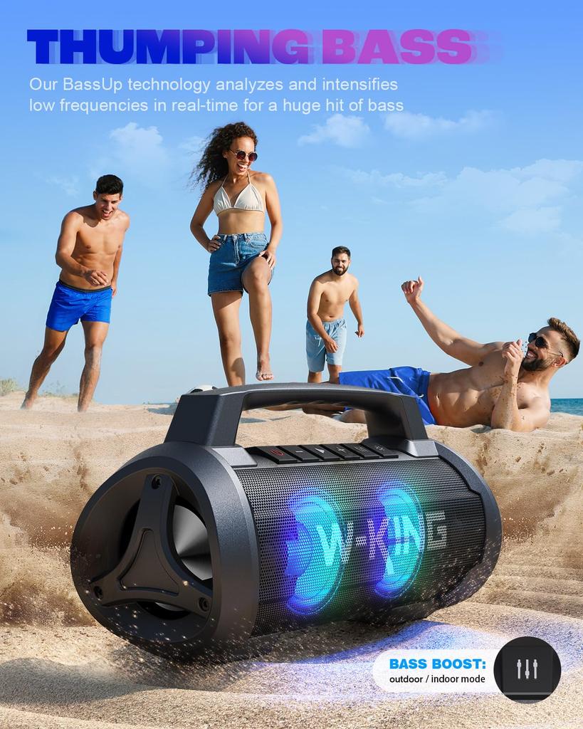 70W Bluetooth IPX6 Waterproof Dustproof Wireless High Portable Stereo Speaker Microphone 42 Hours Continuous Enhanced Bass Bluetooth TF Card (120W