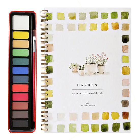 Watercolor Workbook for Beginners 12 Colors Watercolor Painting Set with Brush Birds Flower Animals Watercolor Book Art Crafts Supplies