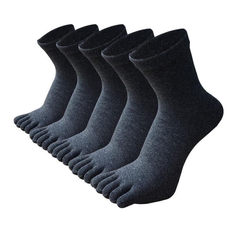 5 pairs of men's solid color five finger socks simple cotton Toe socks odor resistant and breathable split toe socks