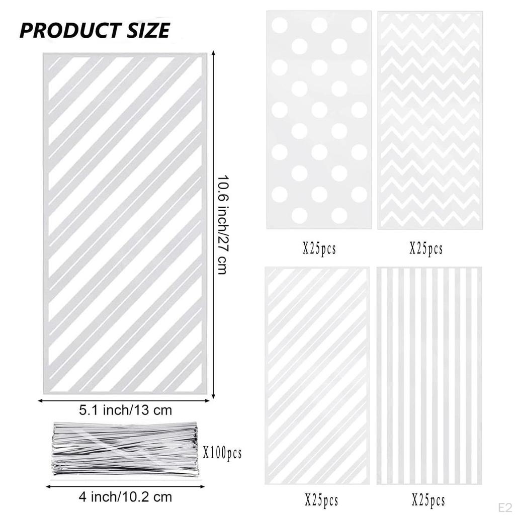 100 Pieces Bags Candy Gift Goodie Flat Wrap Supplies Individual Cookie Snack Packing for