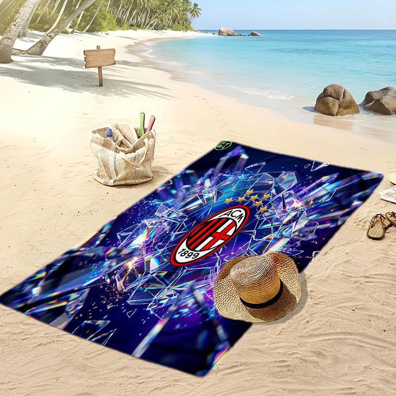 Asciugamano da Spiaggia Stampato AC Milan Asciugamano Morbido ad Asciugatura Rapida Coperta da Spiaggia Rettangolare Grande Portatile per Viaggi Piscina