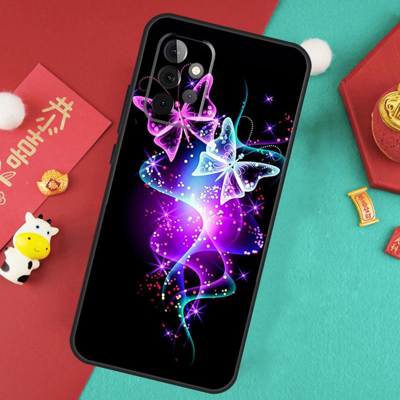 Black Beautiful Butterfly Case For Samsung Galaxy A34 A54 A14 A15 A25 A35 A55 A53 A33 A13 A52 A32 A12 A51 A71 Cover