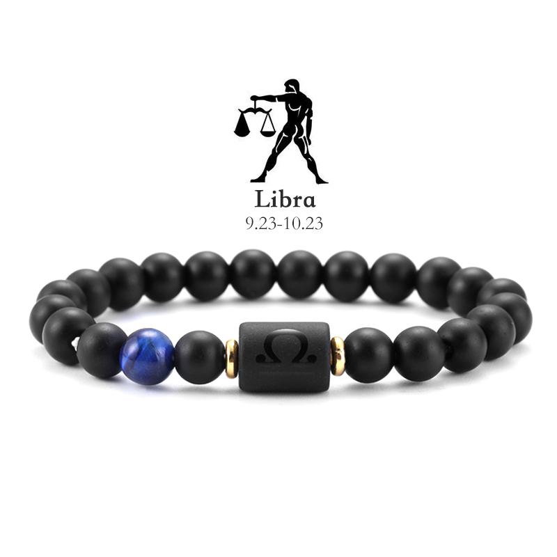 12 Zodiac Natural Stone Bracelets - Cancer, Virgo, Leo, Libra Designs, Ideal Couples & Friendship Gifts, Unisex Jewelry (Pulsera