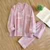 2026 New Spring and Autumn Women's Pajama Set 100% Cotton Color Knitted Jacquard Long Sleeve Large Home Furnishing Set