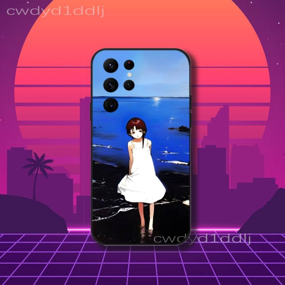 Serial E-Experiments Lain Phone Case For Samsung S10,S21,FE,S21 ,S26,S25,S24,S23,Ultra,S9,S22,Plus Black Shockproof Silicone Sof