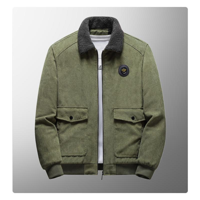 Autumn and Winter Corduroy Lambhair Jacket for Men, Loose Fit with Thick Velvet, Casual Lapel Jacket for Men