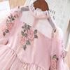 Girls Long Sleeve Dress Flower Embroidered Princess Dress Puff Sleeve Palace Dress Girl Dress