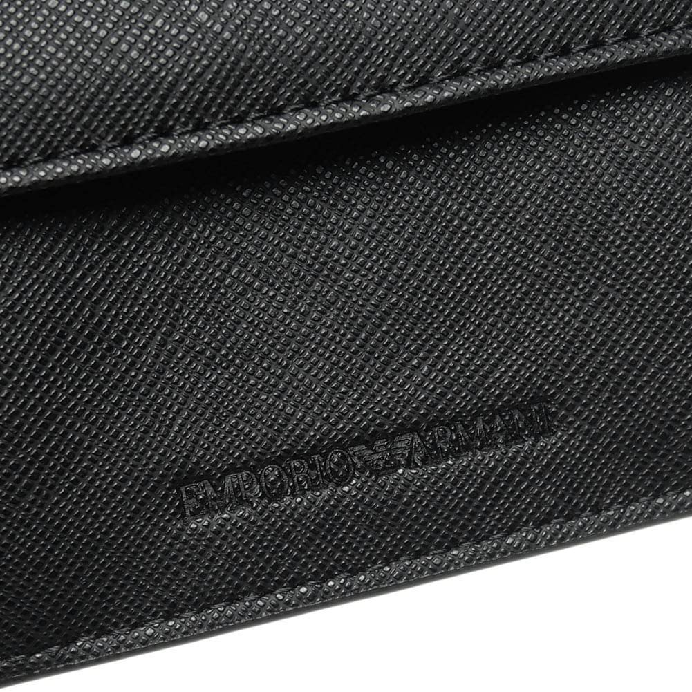 Emporio Armani Bonded Leather Y4R165 Y019V 81072 Men's Bi-fold Wallet, Black, [Used]