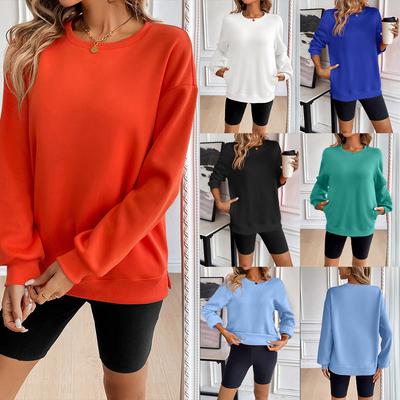 Autumn and Winter Women's Plus Size Loose Round Neck Long Sleeve Casual Sweatshirt Top