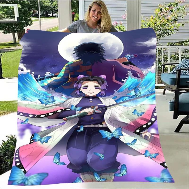 Moda Ghost Blade Stampa 3D Personaggio dei Fumetti Kamado Nezuko Sfondo Ragazza Regalo Coperta Letto Divano Coperta da Viaggio Campeggio