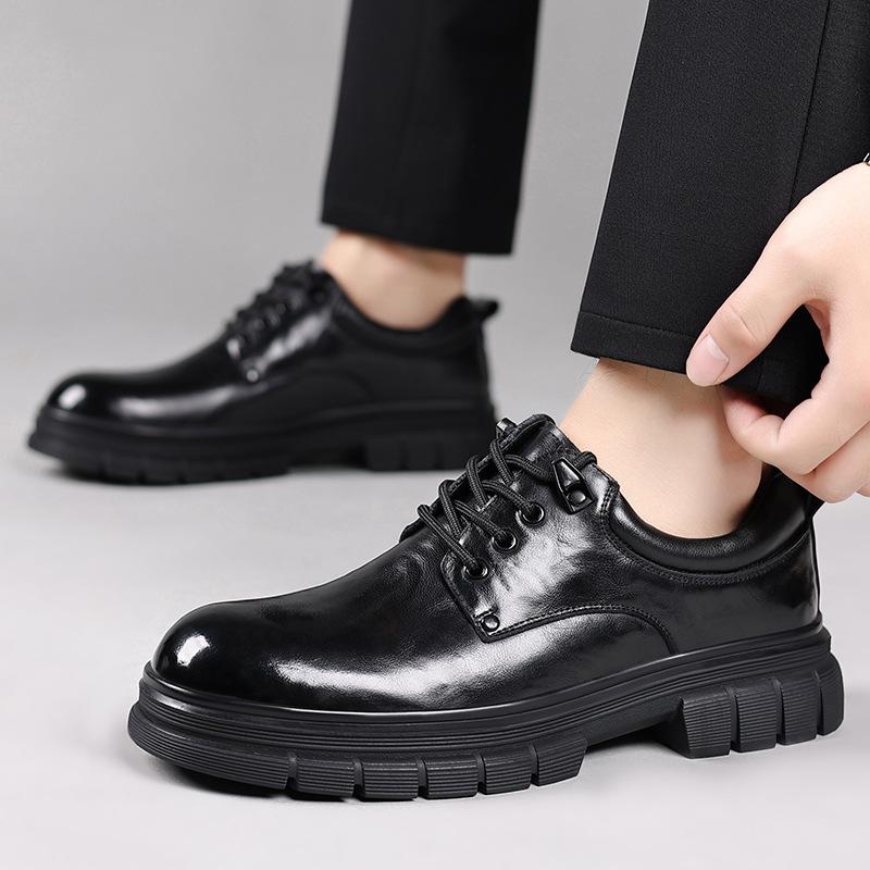 Autumn New Hand-scratched Men's Shoes First Layer Cowhide Big Head Martin Shoes Platform Business Casual Leather Shoes Men's High-end