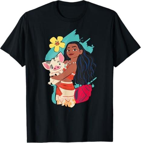 Princess Moana And Pua Black TShirt S