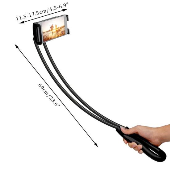 Universal 360 Degree Neckband Phone Holder Rotation Flexible Stand Strap Bracket