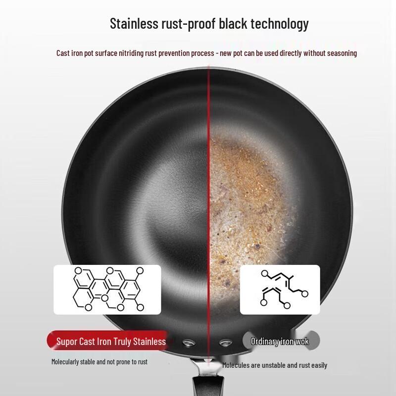34cm Enameled Cast Iron Stir-Fry Wok