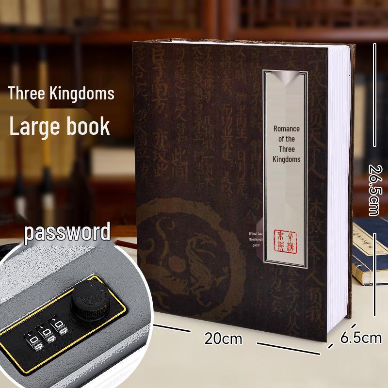 Three Kingdoms Lockable Metal Book Safe & Piggy Bank