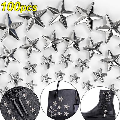 10–100 Stück Metall-Sternnieten für Lederarbeiten, DIY-Nieten, Spikes, Flecken, Nägel, Kopf, Rock-Punk-Kleidung, Nähdekoration, 20/15/10/7 mm