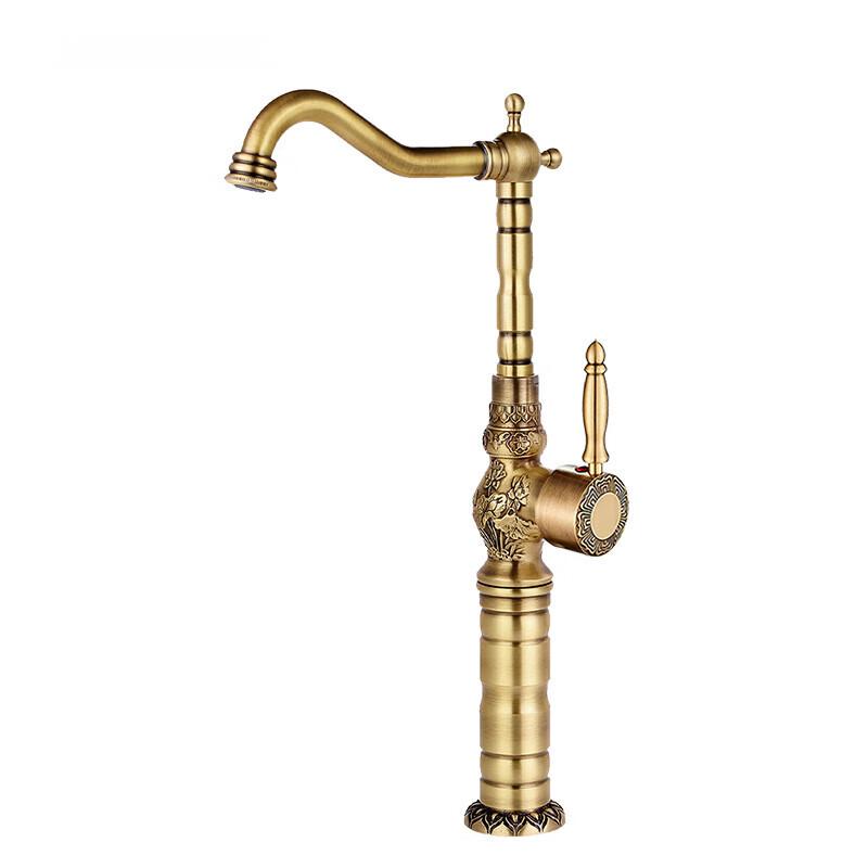 TLXT Antique Heightened Bathroom Basin Faucet