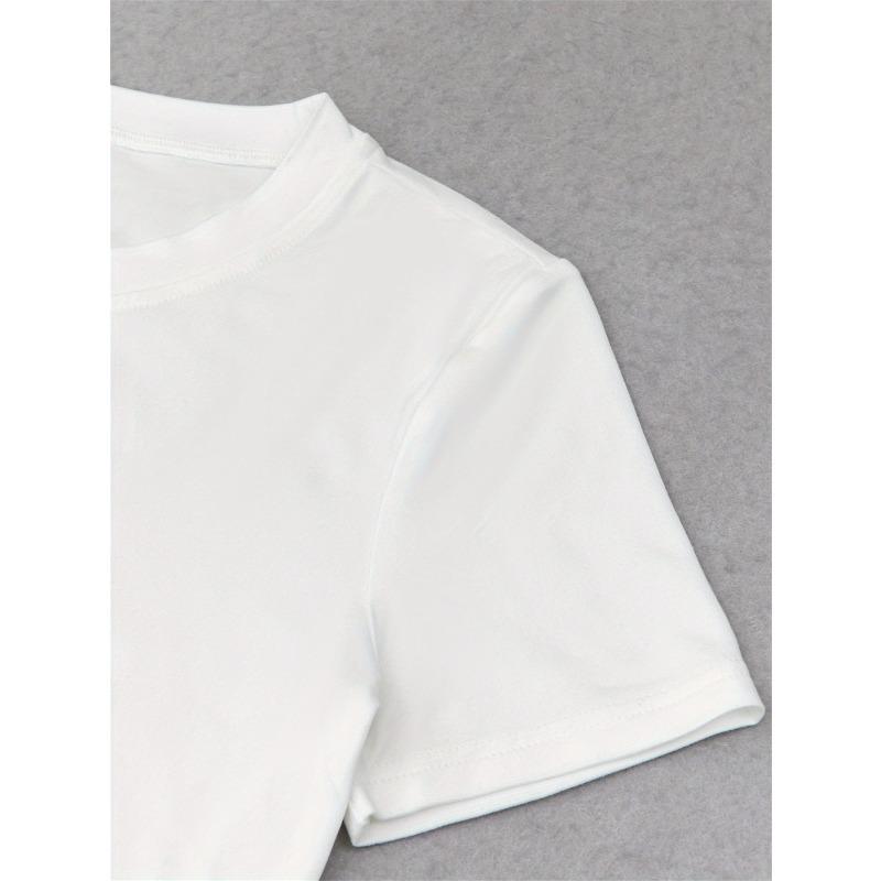 European Size Heart-Shaped Pattern Short-Sleeve Women'S Y2K Style, Cropped T-Shirt, Fashionable, Elegant, Made of Soft And Comfortable Fabric